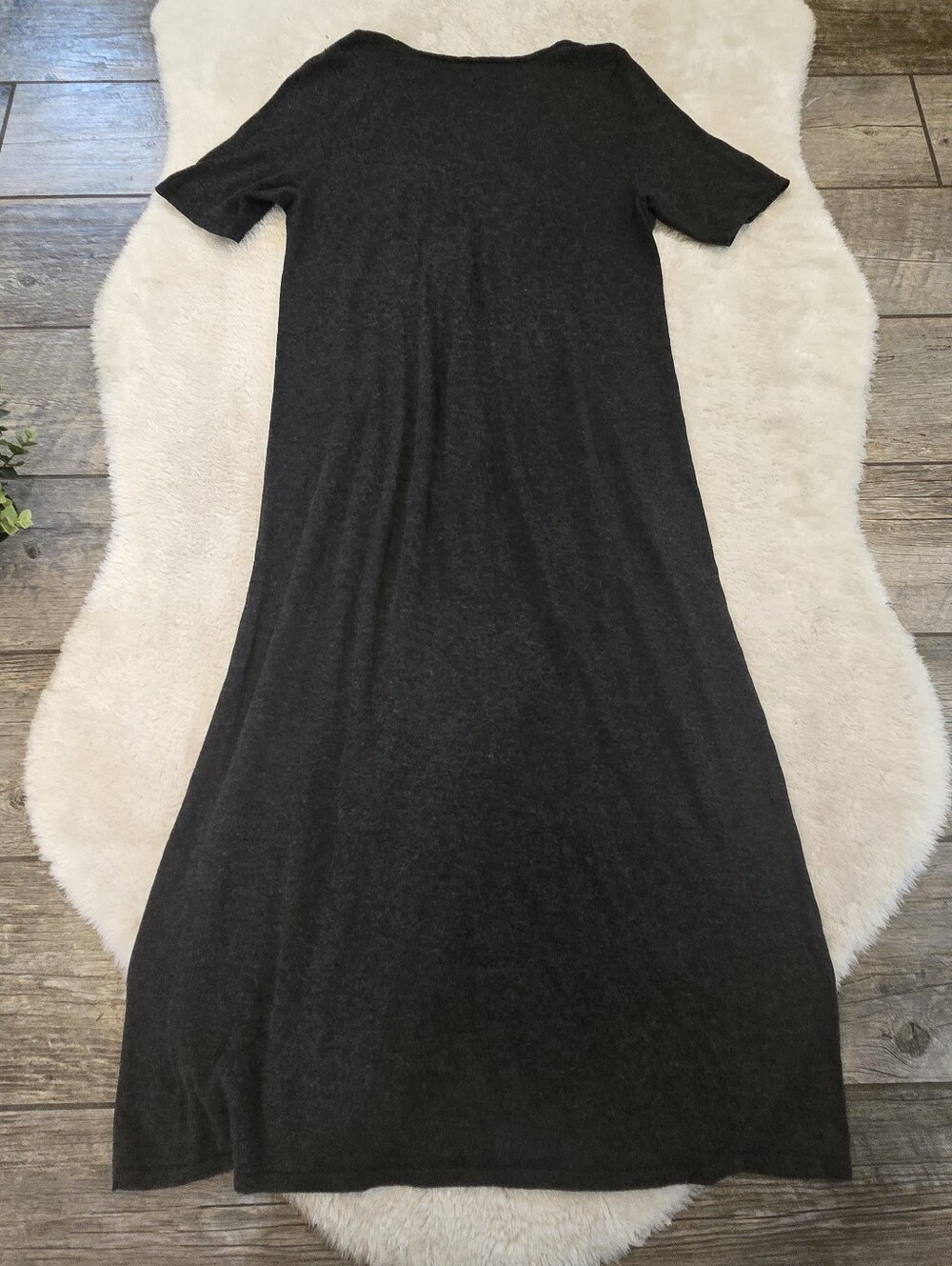 J. Jill Gray Wool-Blend V-Neck Relaxed Lagenlook Maxi Dress, Size Large - Picture 5 of 7